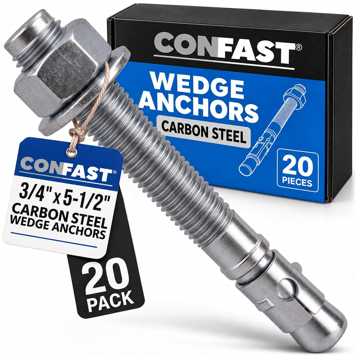 confast 3/4" x 5-1/2" wedge anchor zinc plated, main product view