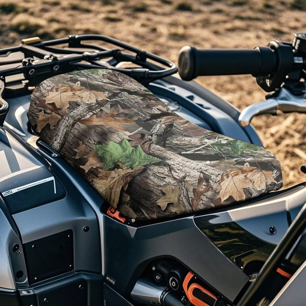Camo Hunting Forest ATV Seat Cover Four Wheeler Accessories Breathable Padded Protector ATV Back Seat Powersports Cushion Covers Universal Waterproof Elastic