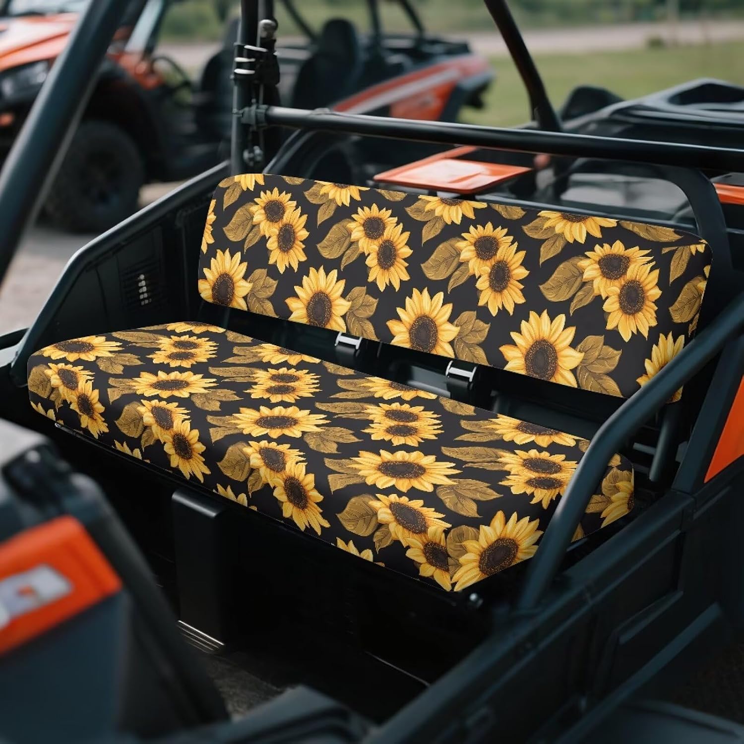 SEANATIVE Sunflowers UTV Bench Seat Cover Set Anti-Scratch Full Protection 4 Wheeler Accessories Compatible with Kawasaki Mule 3000 3010 3020 4000 4010 2001-2023 2025