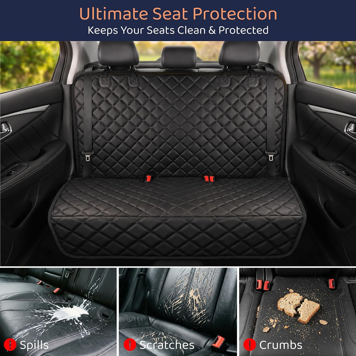 bench back seat cover for dogs, rear dog shown in use