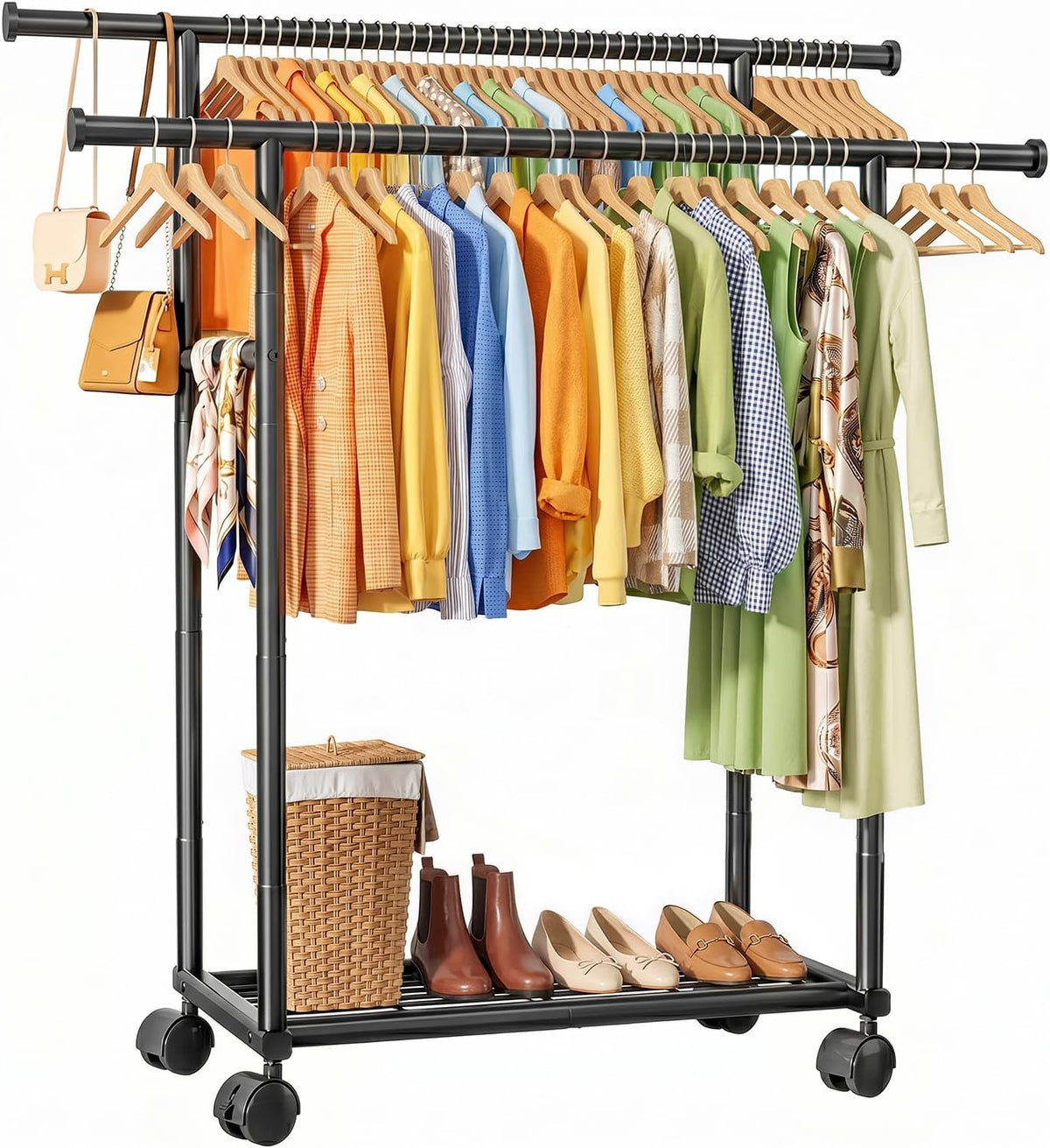 sakugi double rods clothes rack - metal clothing, main product view