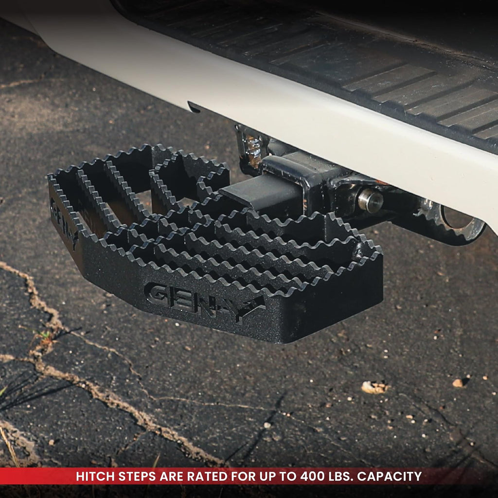 GEN-Y Hitch Serrated Hitch Step, Black, Fits 2-Inch Receiver | 400 LB Capacity, Non-Slip Design, Great for Scraping Boots & Shoes, For Truck or Hitch