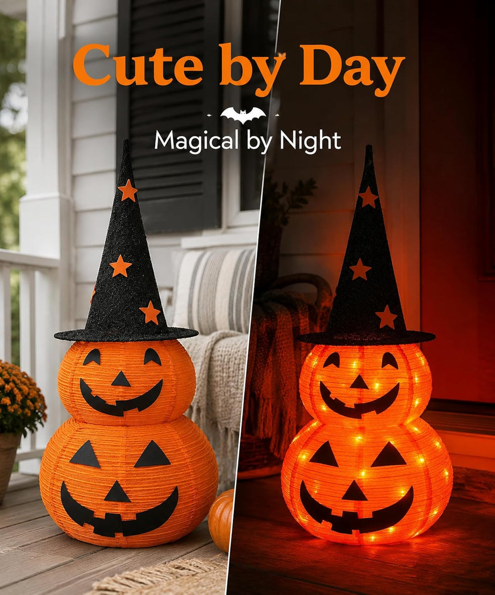 3FT Prelit Halloween Pumpkin Decoration, Pop Up Jack-o-Lantern