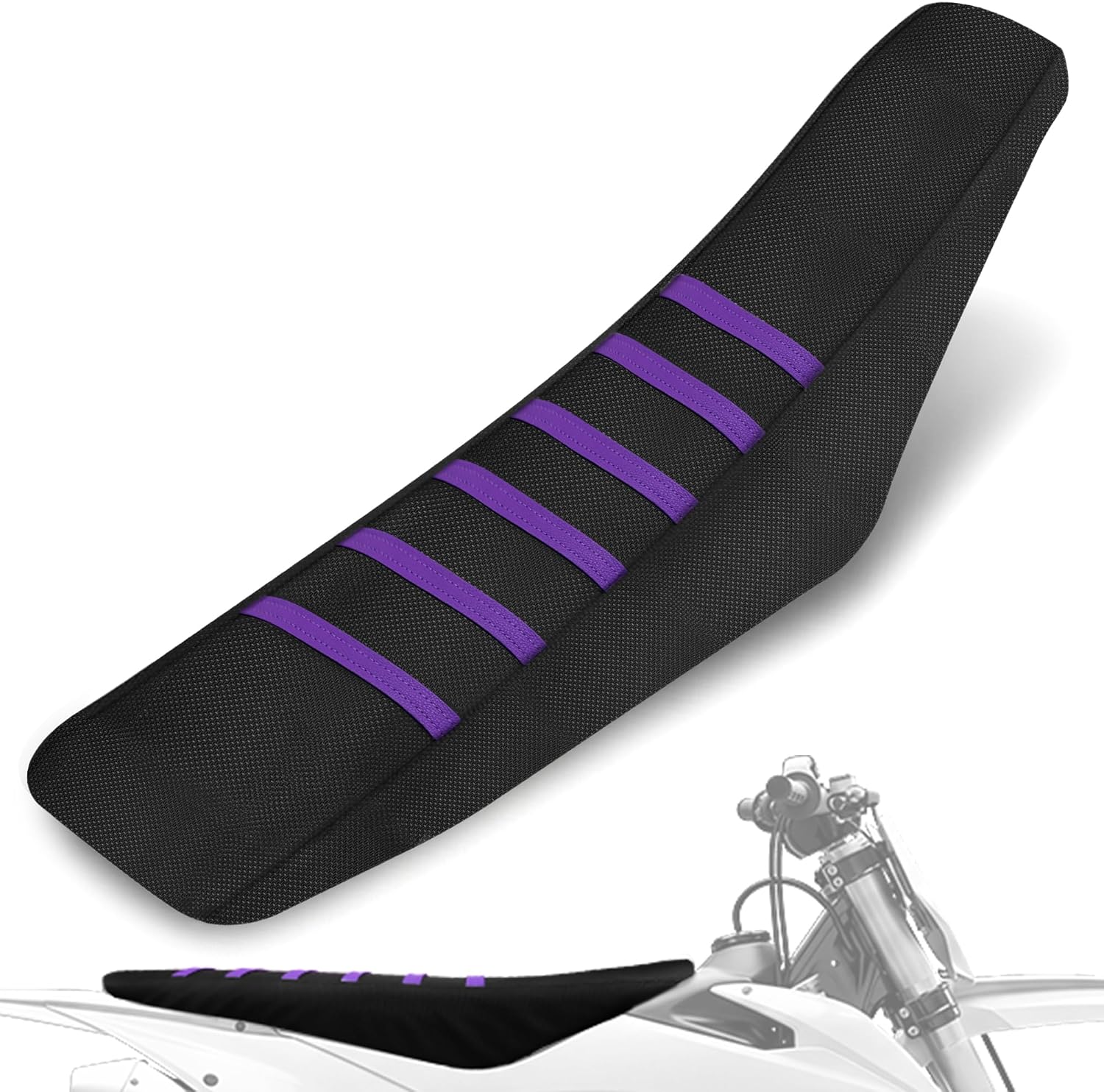 Gripper Dirt Bike Seat Cover Non-Slip Rubber Motocross Seat Cover, Compatible with CRF110F CRF125F YZF WRF KLX110 RMZ SXF EXC Pit Bike Motorcycle (Universal Cut-to-Fit,Purple)