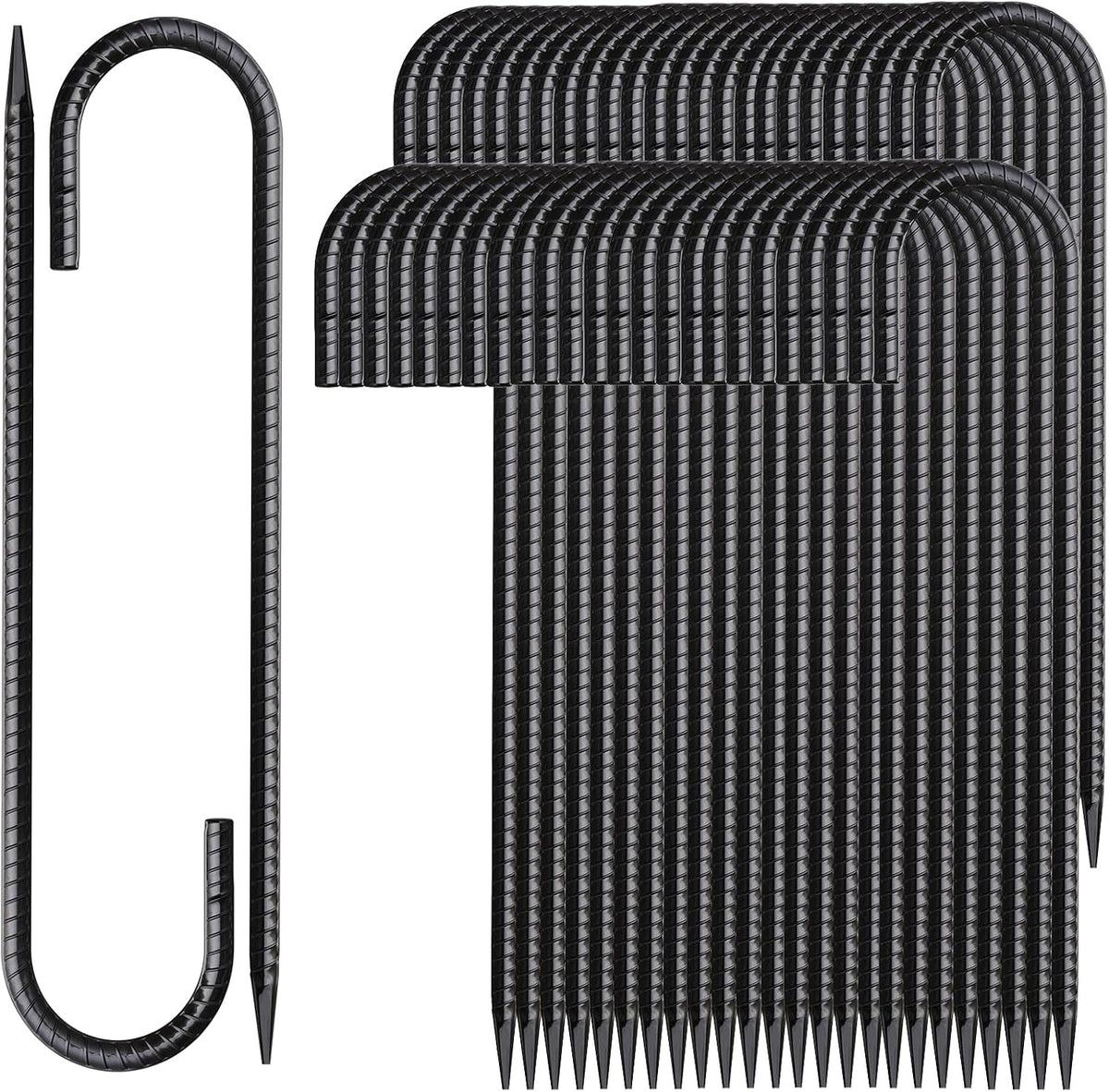 12 Inch Rebar Stakes 50 Pack J Hook Ground Stakes Heavy Duty Chain Link Fence