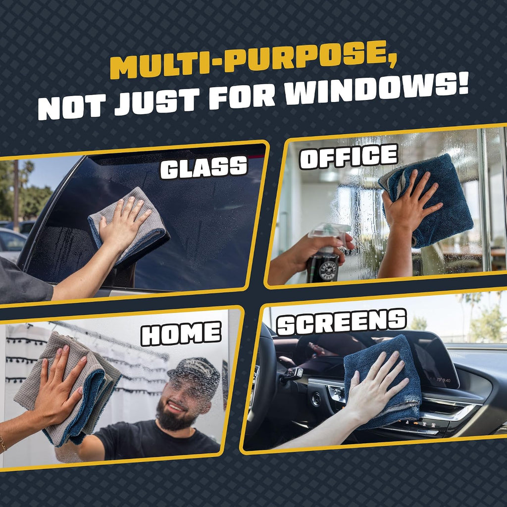 Chemical Guys Clean Stroke Dual-Sided Microfiber Glass Towels - 16 x 16 Premium Streak-Free Cloths for Cars, Trucks, SUVs - Scratch-Free, Lint-Free Detailing Towels for Clear Glass & Mirrors (2 Pack)