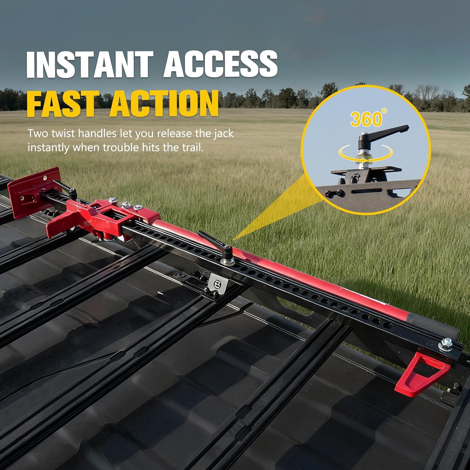 BUNKER INDUST Farm Jack Mount for Roof Rack, 2 Pcs High Lift Jack Mounting Brackets Works with M6/M8 Slots and Most Standard Farm Jacks