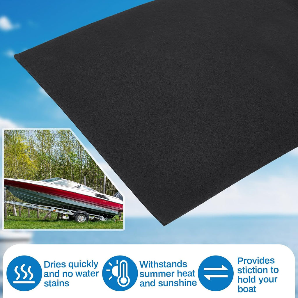 Soulchen 12in X 50ft Boat Trailer Bunk Carpet with Adhesive, Marine Outdoor Polyester Marine Bunk Carpet for Boats Trailers and Ramps (Black)