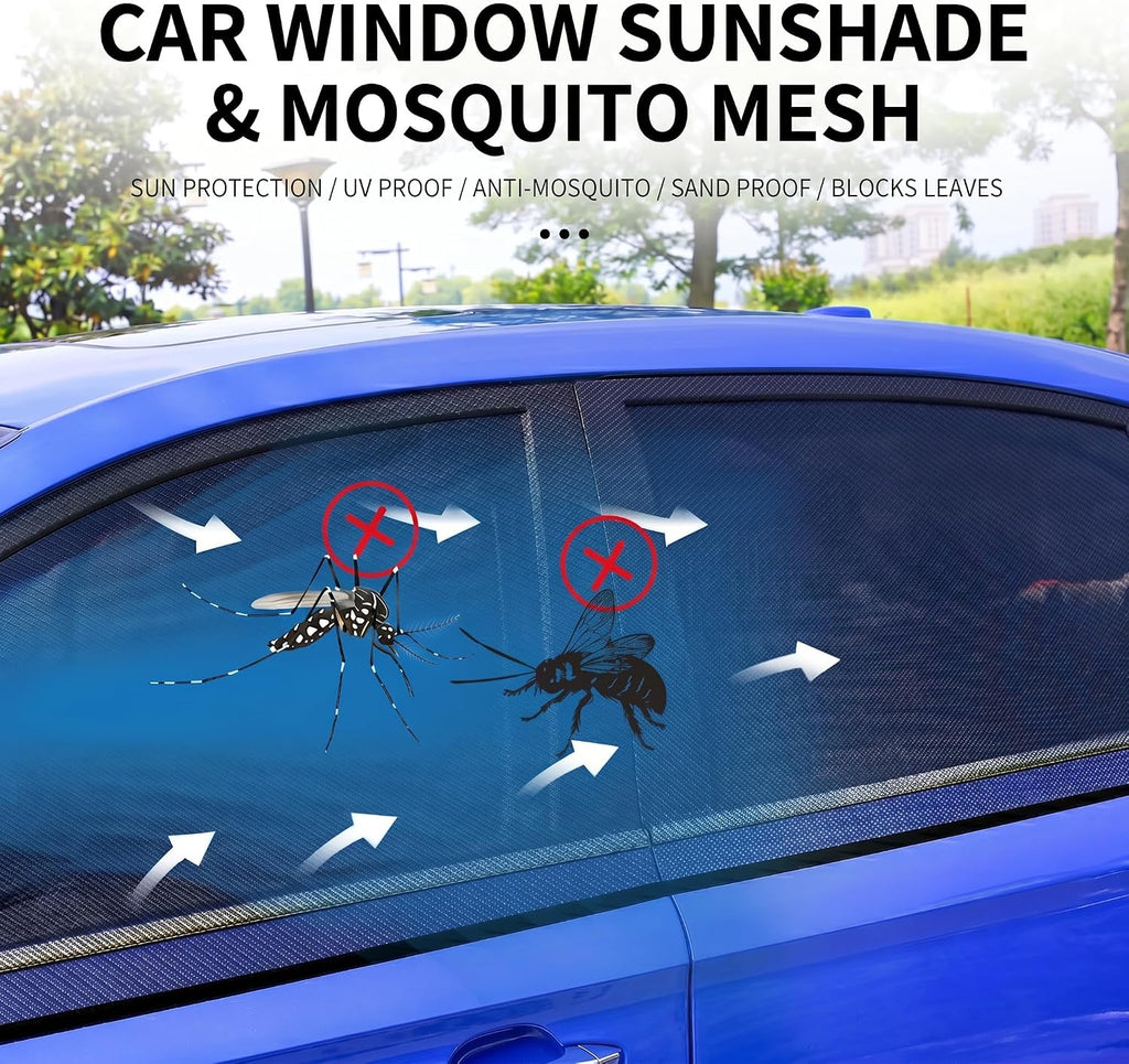 4 PCS Car Side Window Shades, Mesh Breathable Foreign Object Protection Privacy Shield for Baby, Adjustable Elastic Fabric Sun Shades, Block Sun Glare for Breastfeeding Napping Camping (Black)