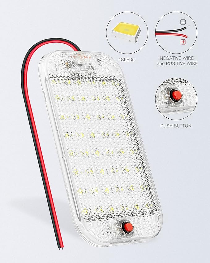 Dome Light for RV Interior, 48LED 800LM Ultra Bright 12 Volt LED White Lights - Image 4
