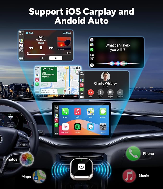 ENOMIR Wireless CarPlay Adapter 2025 Upgrade, Plug & Play CarPlay Adapter Wired - Image 3