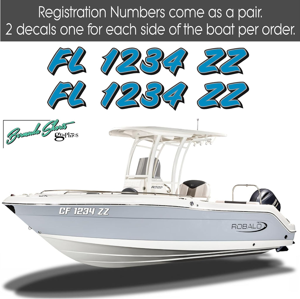 Boat Registration Numbers & Letters 2CL / 2 Pack Custom 3" Boat & Jetski PWC Stickers