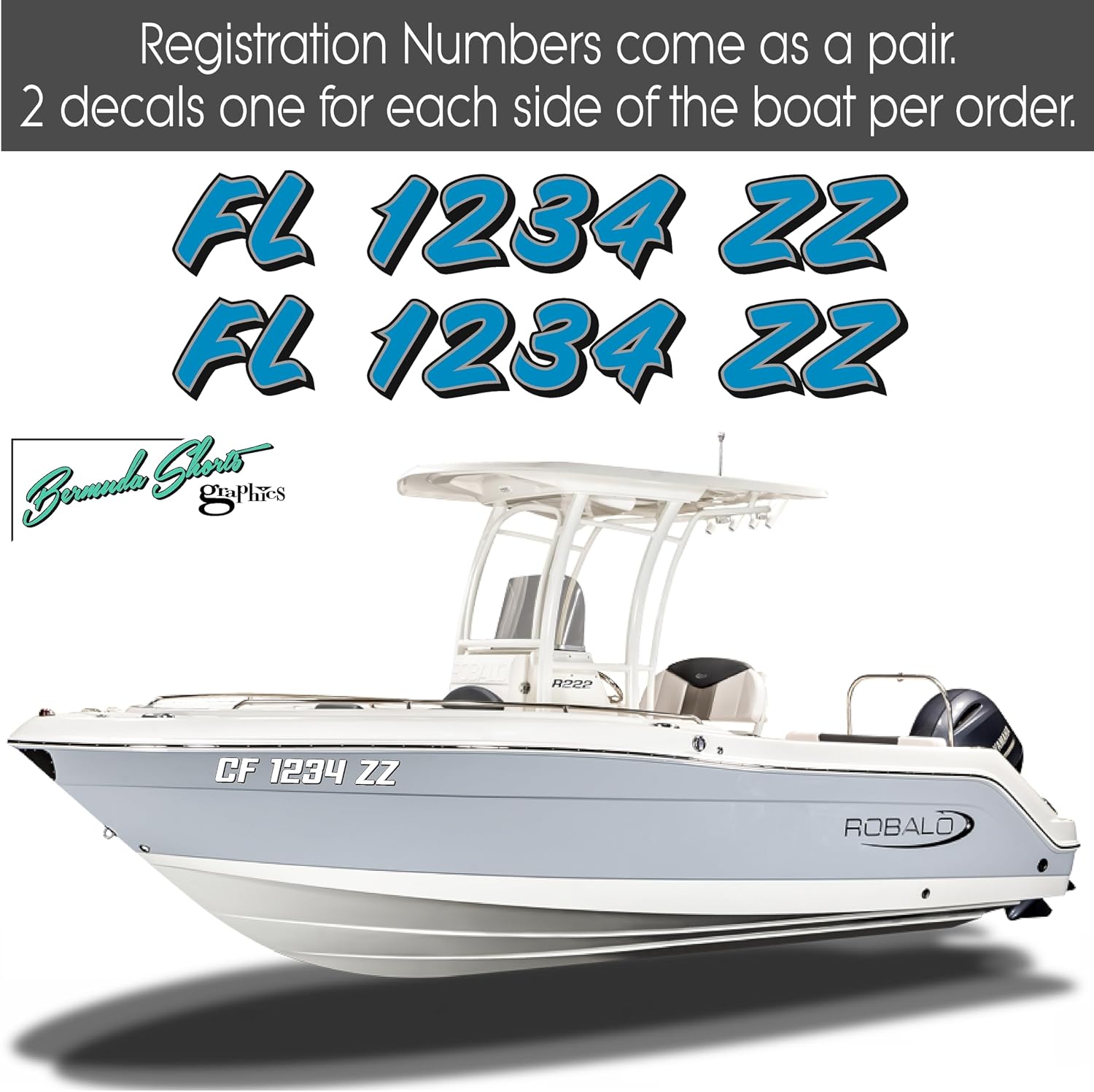 Boat Registration Numbers & Letters 2CL / 2 Pack Custom 3" Boat & Jetski PWC Stickers