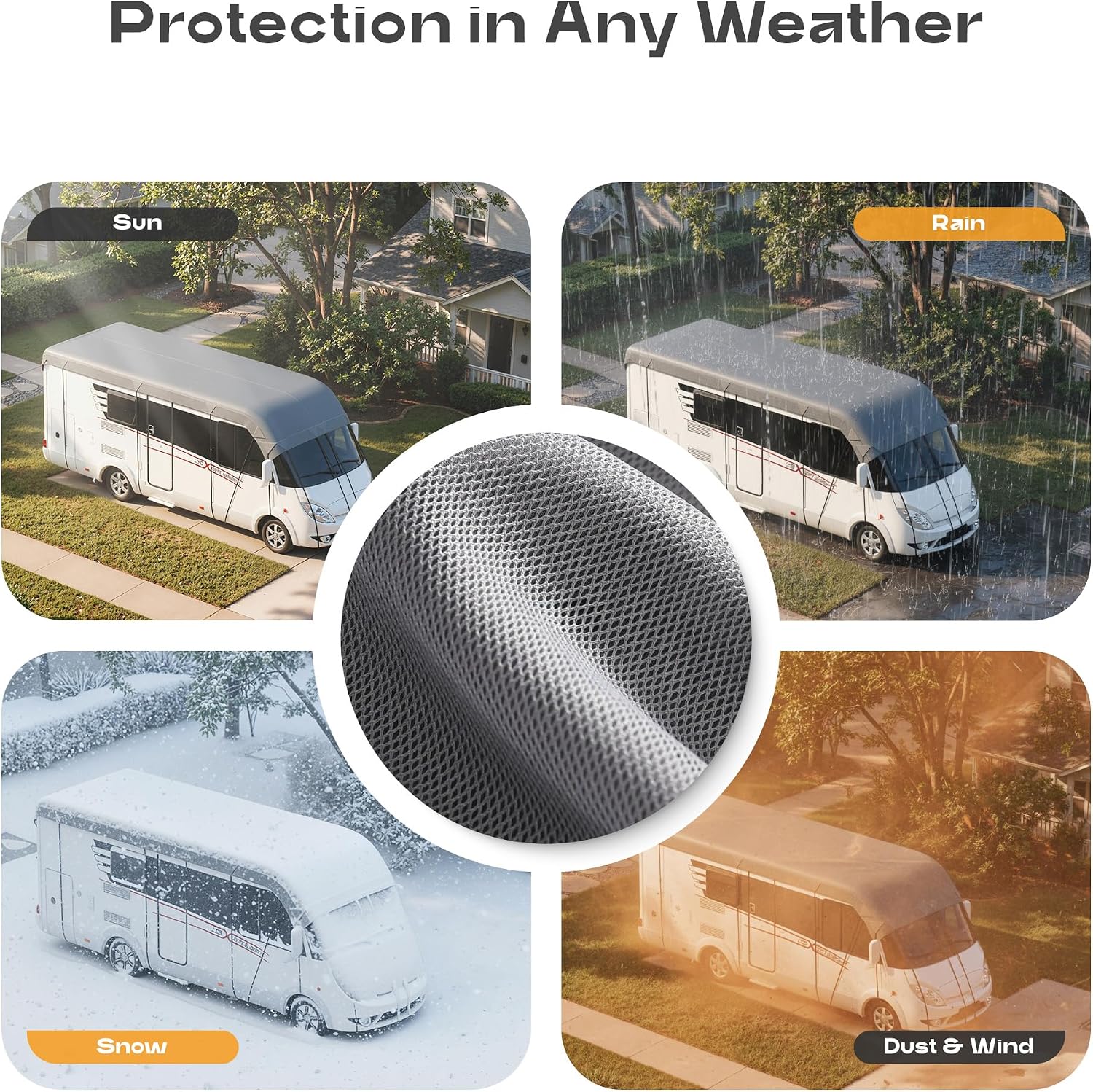 RV Roof Cover Heavy Duty Waterproof UV Resistant for Travel Trailer & Motorhome, Windproof Camper Roof Cover with Reinforced Straps, Fits 24 x 10 ft, Grey