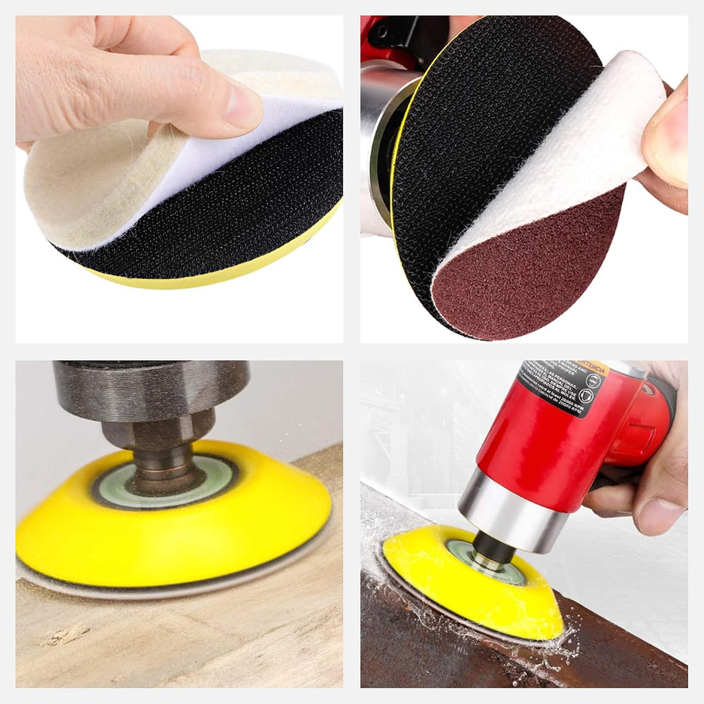 3-Inch Dual-Action Hook & Loop Fastener Flexible Backing Plate, 3" Polishing Pad with 5/16"-24 Threads