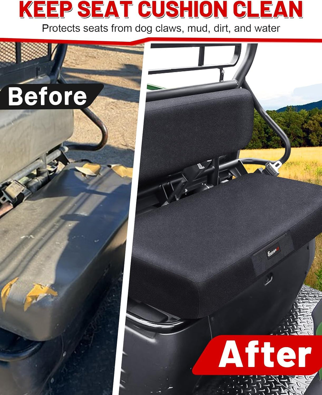 StarknightMT Mule Bench Seat Cover Compatible with Kawasaki Mule 600/610 2005-2016 & Mule SX 2017-2023, Waterproof Oxford Fabric UTV Seat Cover Accessory Part