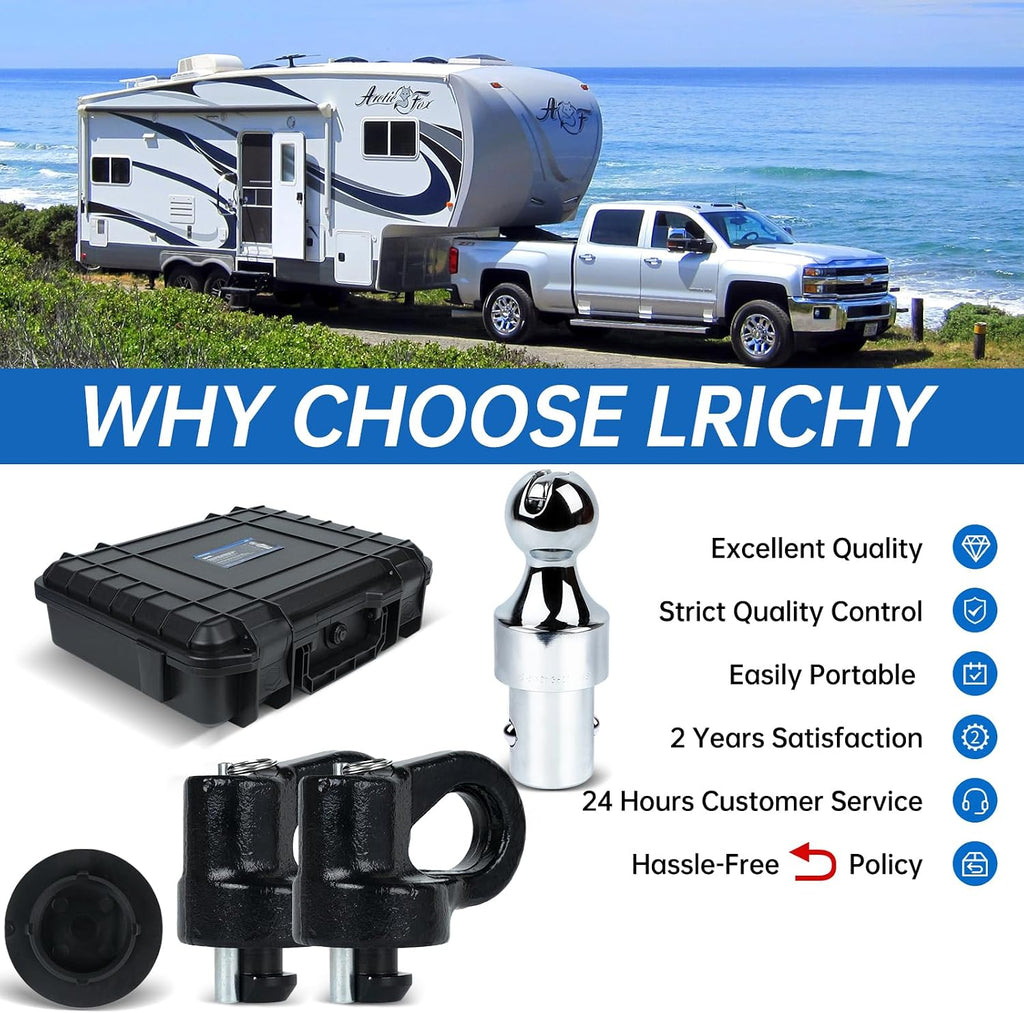 60692, Upgraded 38k 2-5/16 in Hitch Ball Puck System Gooseneck Hitch Kit with Case Compatible with Ford F250/F350/F450, Chevrolet Silverado 2500/3500 HD, GMC Sierra 2500/3500 HD Nissan Titan XD