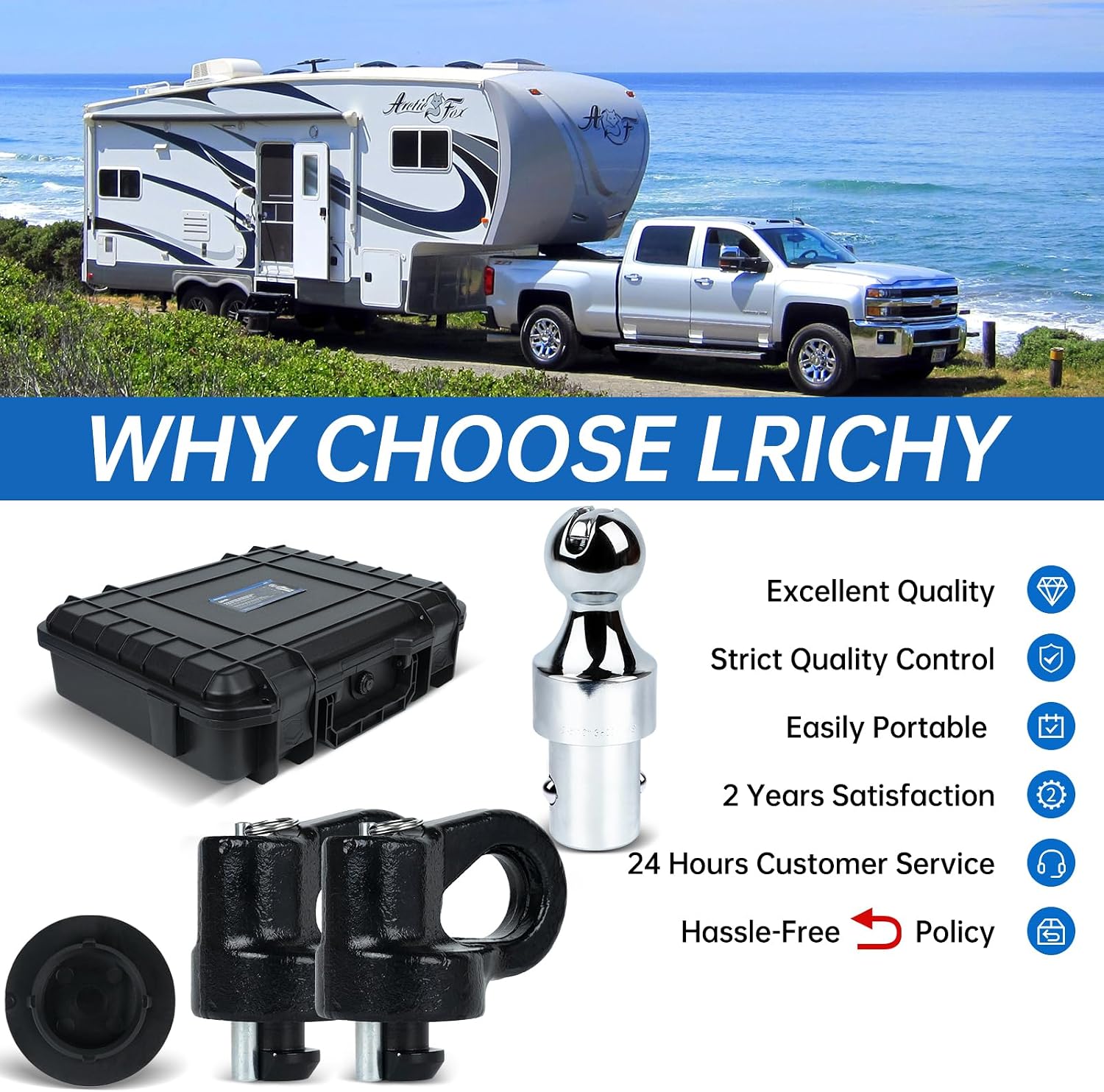 60692, Upgraded 38k 2-5/16 in Hitch Ball Puck System Gooseneck Hitch Kit with Case Compatible with Ford F250/F350/F450, Chevrolet Silverado 2500/3500 HD, GMC Sierra 2500/3500 HD Nissan Titan XD