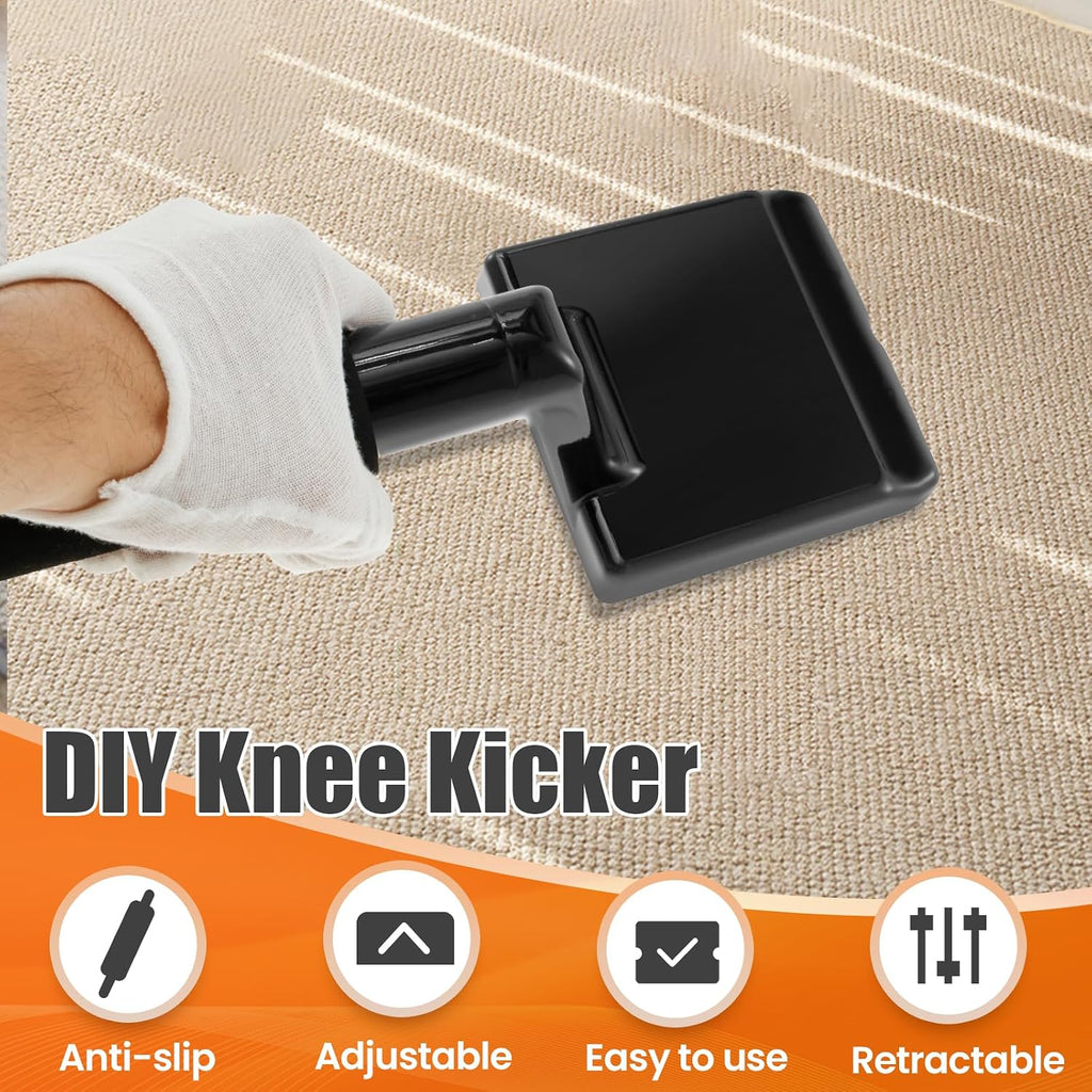 Economy Carpet Knee Kicker, Adjustable Carpet Stretcher Knee Kicker with Non Slip Handle, Wide Steel Head for Maximum Grip On Carpet, Cutter Carpet Installation Tool Kit for Home