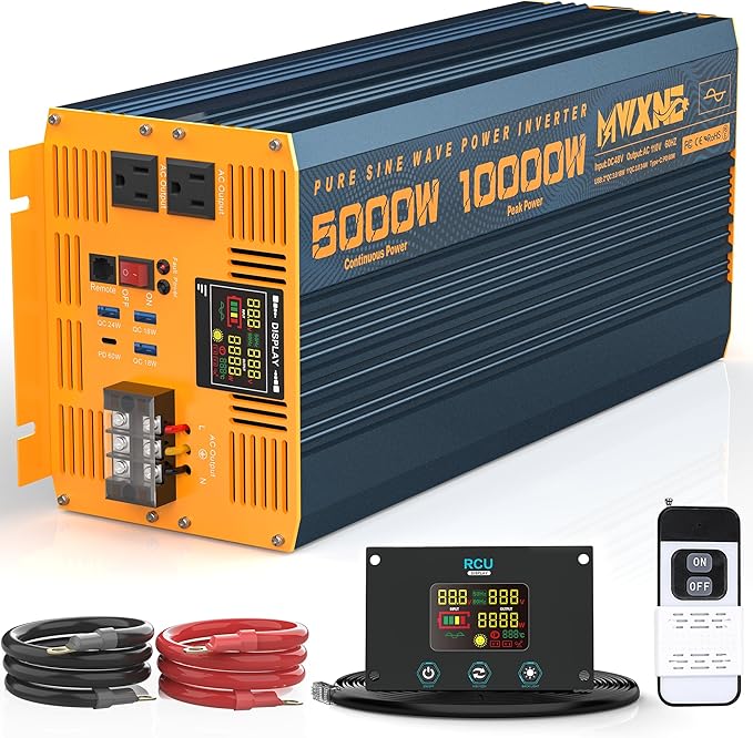 5000 Watt Power Inverter Pure Sine Wave 48V DC to 110V 120V 10000W Peak Heavy by MWXNE