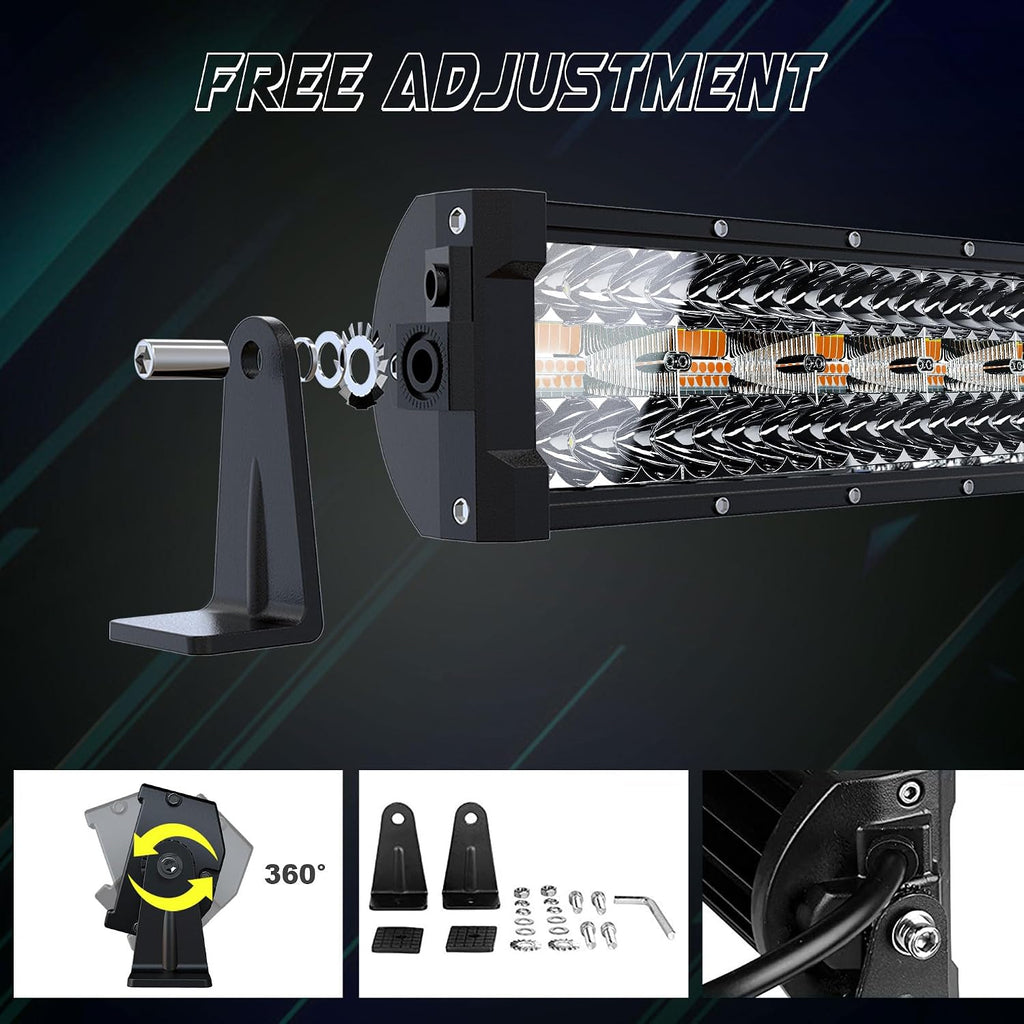 52inch 300w curved led light bar white/amber flasing, close-up detail