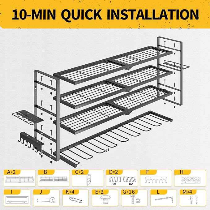 SOYEEZE Power Tool Organizer, Drill Holder Wall Mount, 4 Layers Tool Storage - Image 5