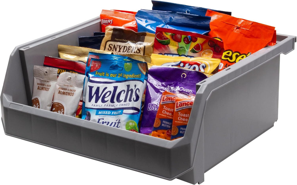 Extra Large Stackable Plastic Storage Bins, 4-Pack, Grey
