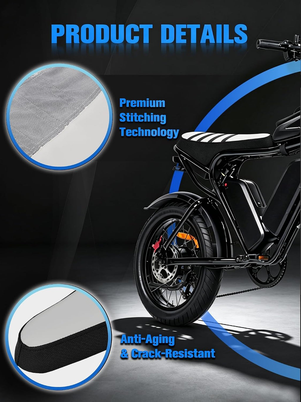 EBike Seat Cover Non-Slip Compatible Fit for Ridstar Q20/Q20 Pro Lite E Bike, Electric Bike Soft Seat Cover White