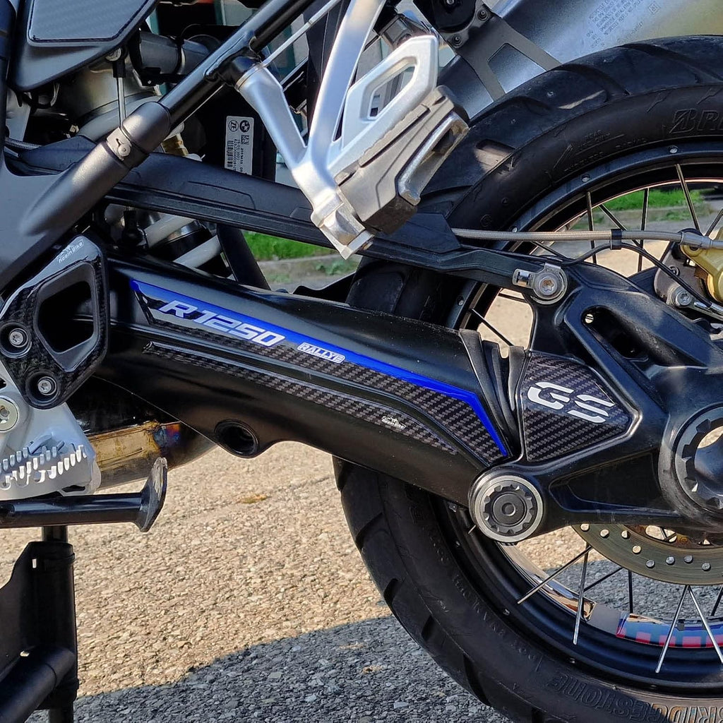 Motorcycle 3D Stickers Compatible with BMW R 1250 GS - GS Adventure 2021-2022. Swingarm Protections from Impact and Scratches. Resin Stickers - Made in Italy (Rallye)