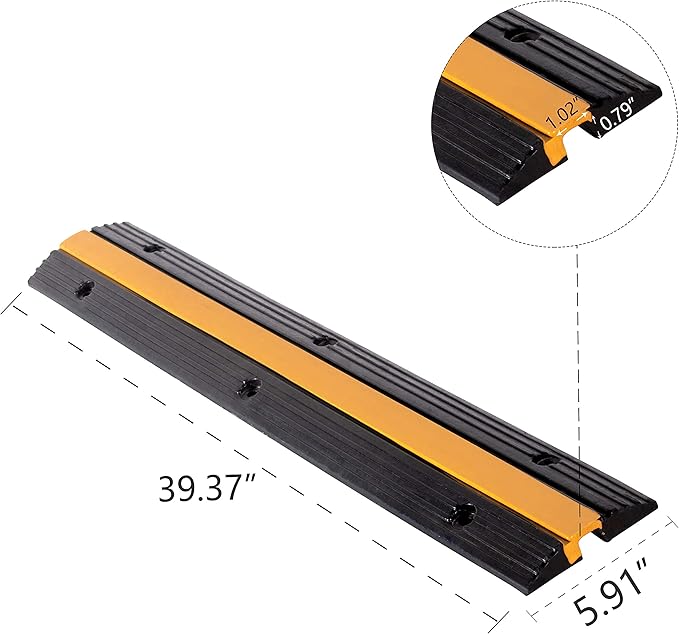 3 Pack Rubber Cable Ramp Hose Cable Protector Ramp 1 Channel 11000Lbs Load - Image 2