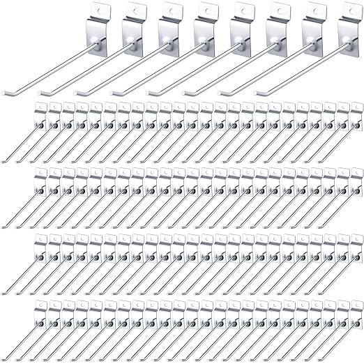 Moxweyeni 100 Pcs Heavy Duty Slatwall Panel Hooks Hanging Metal Slat Wall by Moxweyeni