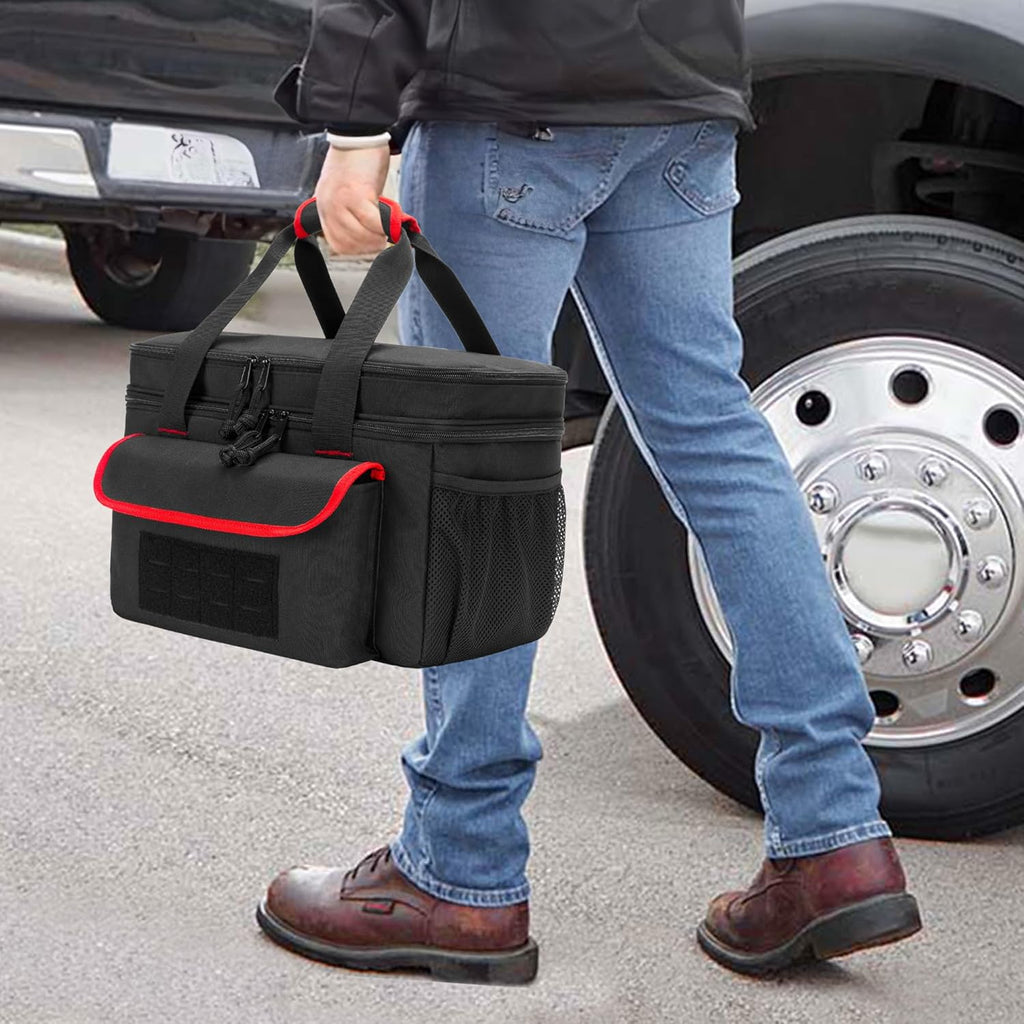 Rexmica Air Compressor Carrying Bag Compatible with Milwaukee M18 18V Cordless Tire Inflator 2848-20, Tire Inflator Storage Bag Fit for Milwaukee M18 Inflator, Hand Tools, Battery, Charger, Black