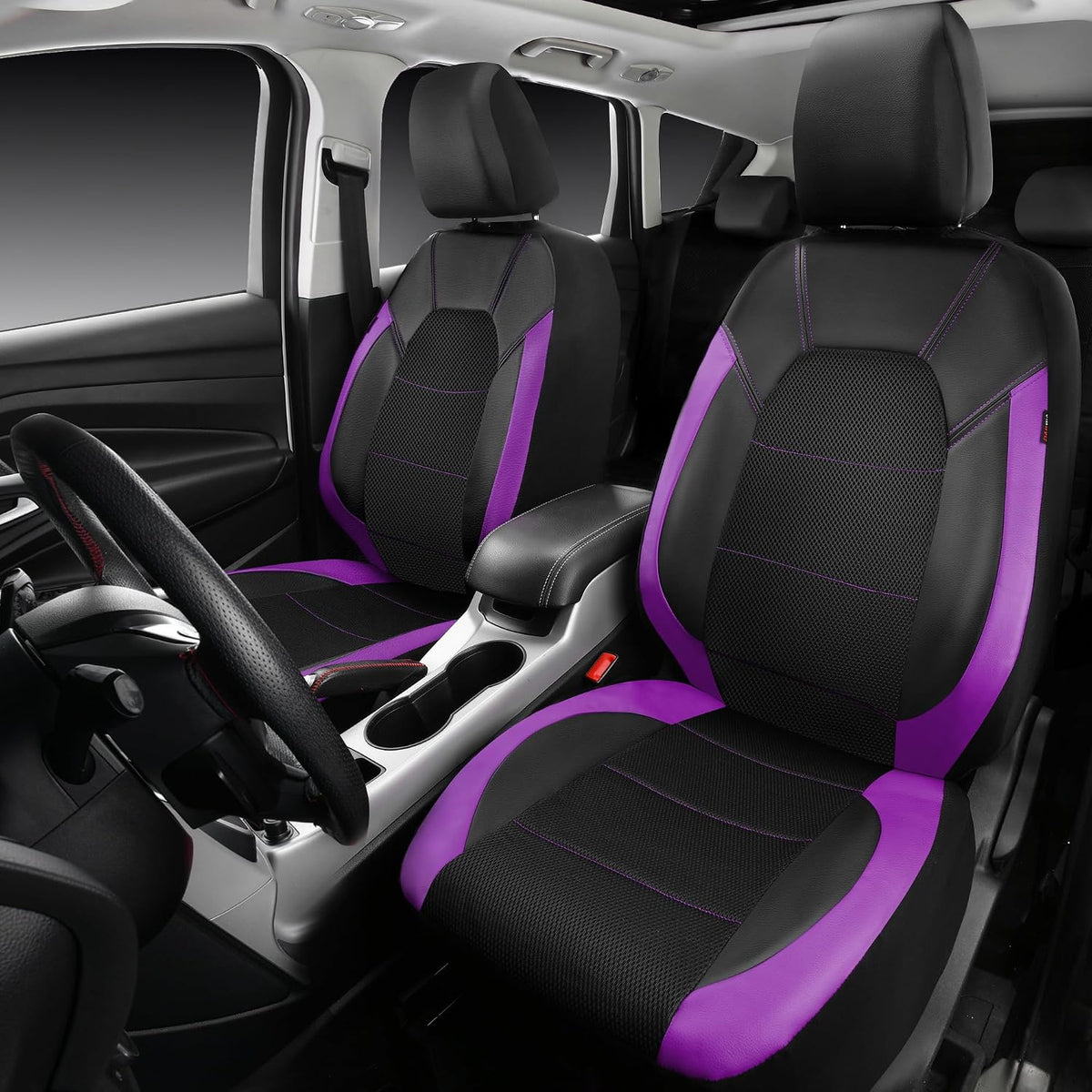 car pass leather seat covers, breathable universal car, front angle view