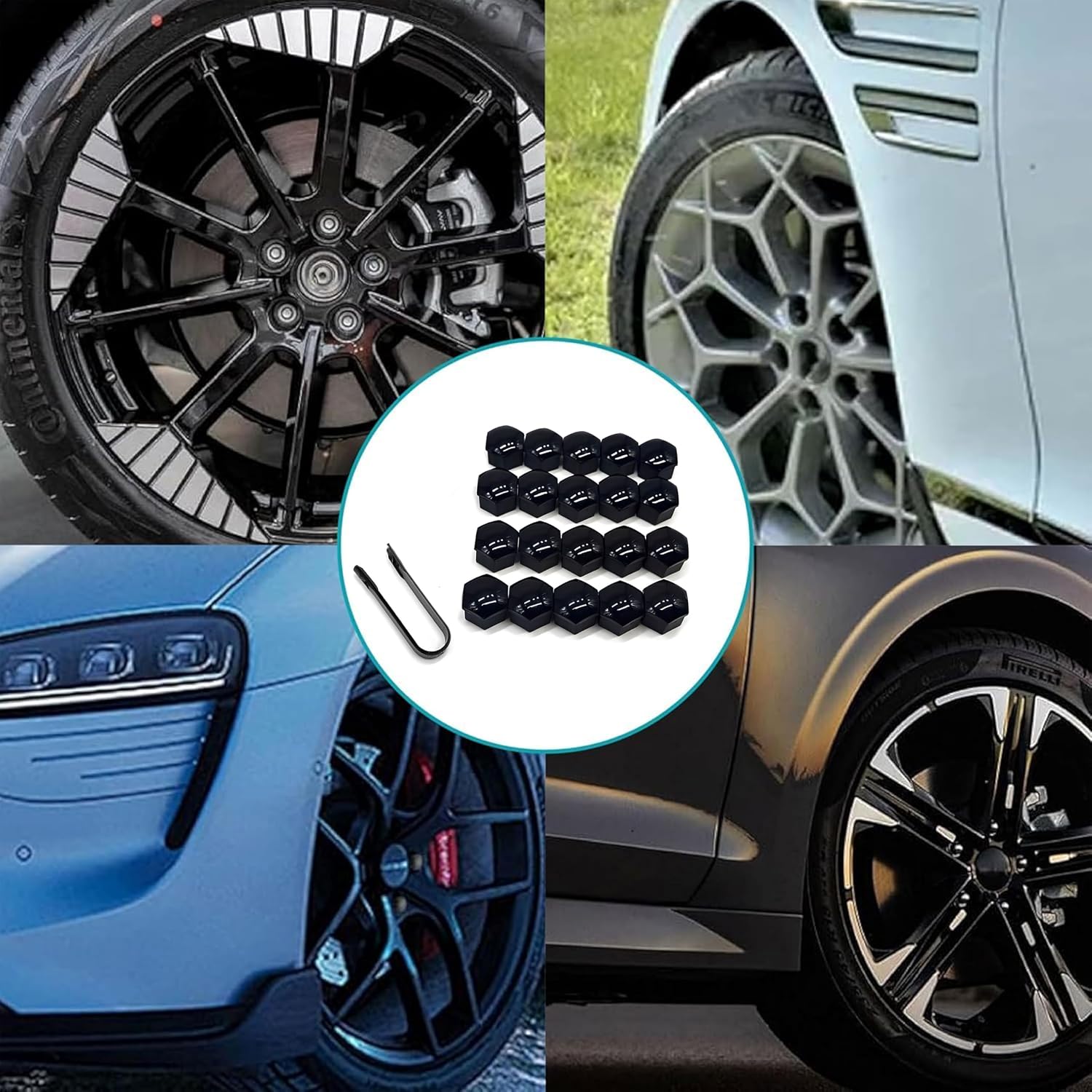 24 pcs Car Wheel Lug Nut Covers for 2007-2025 Mercedes-Benz Sprinter NCV3/VS30 Hub Screw Protector Caps Auto Tire Bolt Guard Rim Decoration Accessory Extraction Tool,19mm