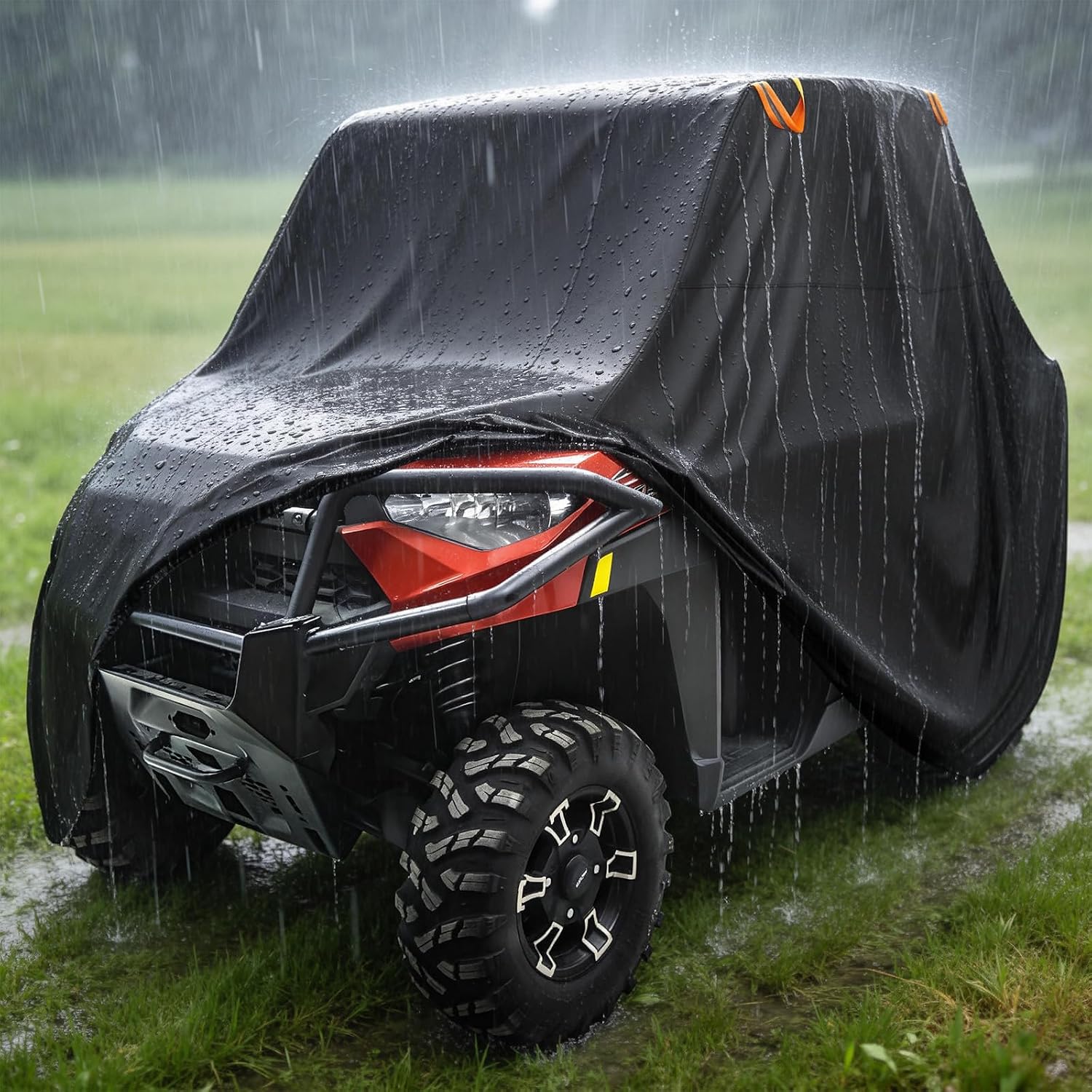 StarknightMT UTV Cover 2-3 Seater,Large Waterproof 210D Cover Compatible with Kawasaki Mule 4000 4010/Defender/Ranger XP 1000/Wolverine RMAX2/Pioneer/Uforce with Reflective Strips