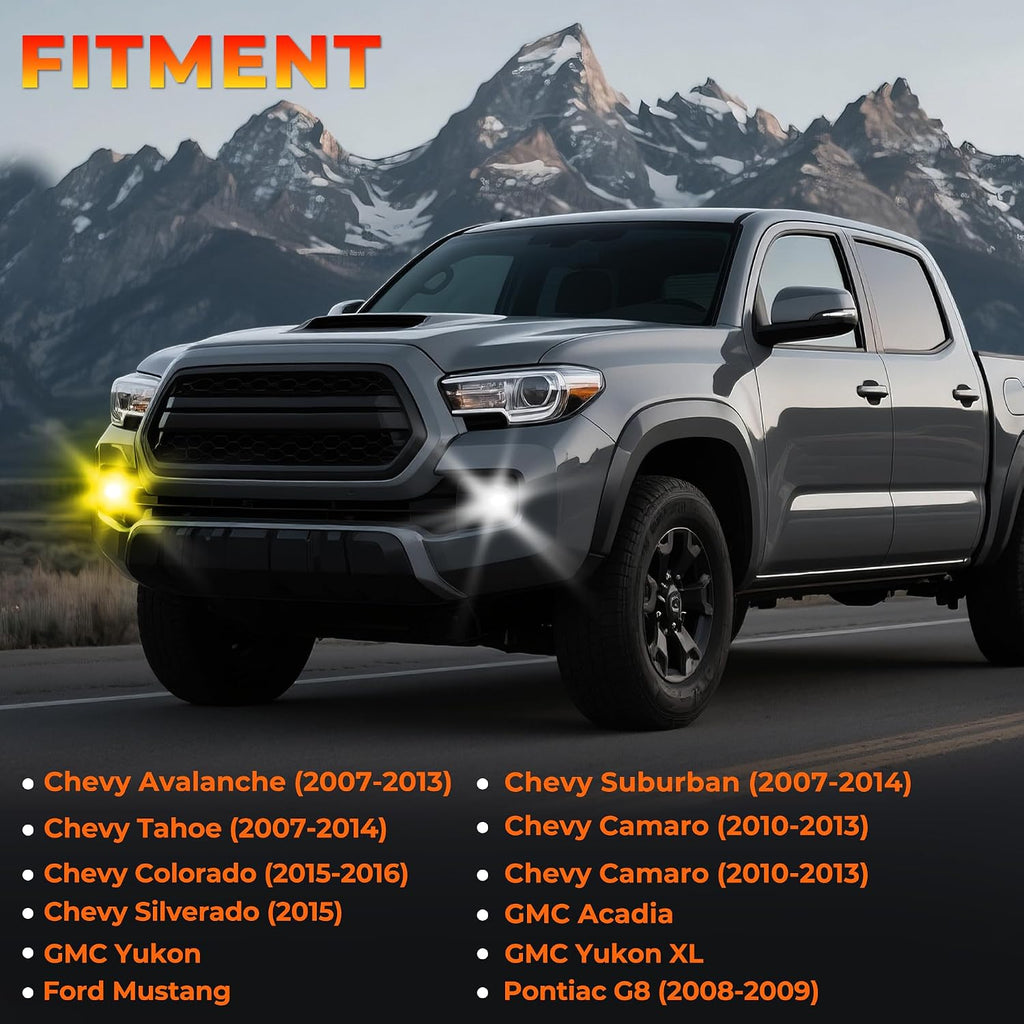 white amber fog light for chevy avalanche 2007-2013,07-14 showing dimensions