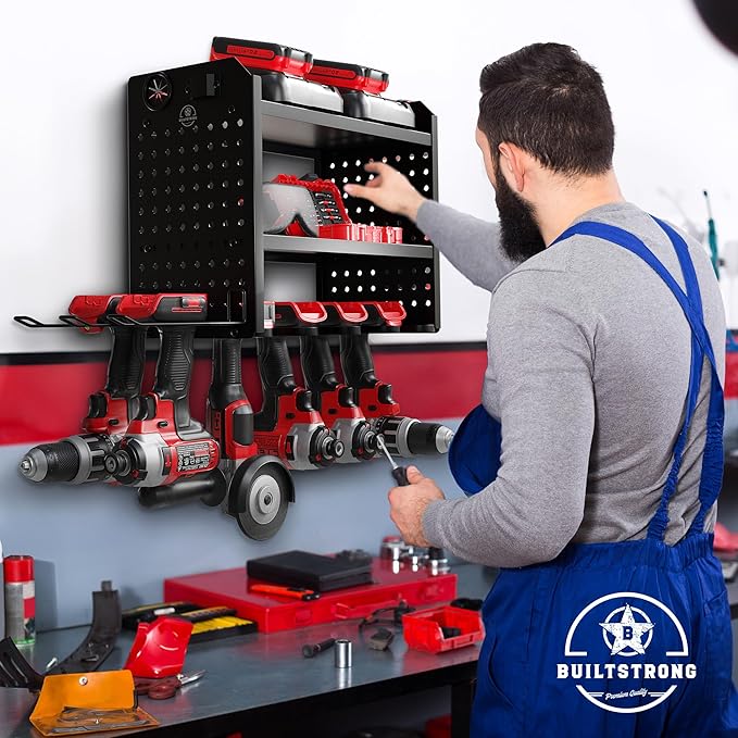 Power Tool Organizer-6 Drill Holder Wall Mount, 3 Tier Heavy-Duty Hand Tool - Image 8