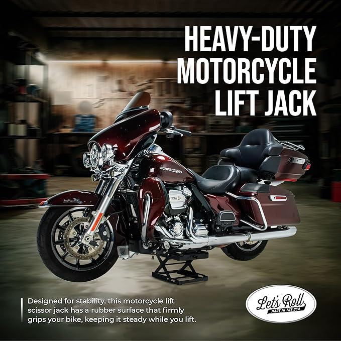 Let's Roll Standard Motorcycle Lift Jack - 1200 LB Heavy Duty Scissor Jack - Image 2