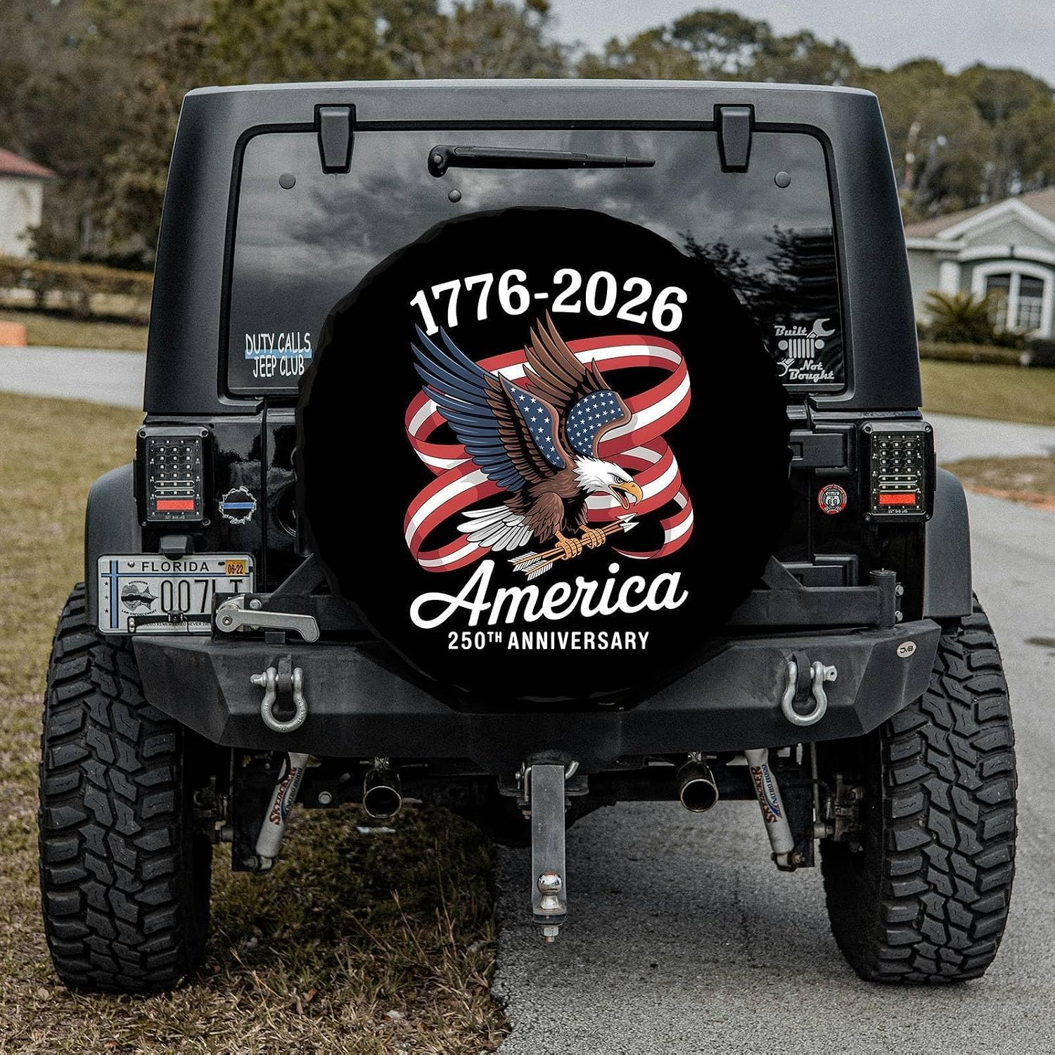 Eagle 250 Years Freedom Anniversary Spare Tire Cover 1776-2026 The Independence of USA Wheel Protectors Waterproof Tire Cover Universal Fit for RV SUV Truck Travel Trailers 15"