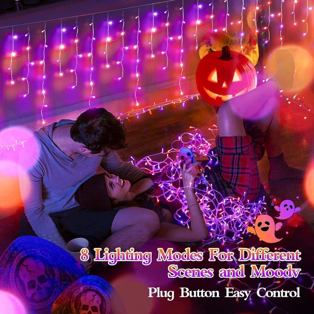 65FT 640 LED Orange Purple Halloween Lights Outdoor Fairy String Lights