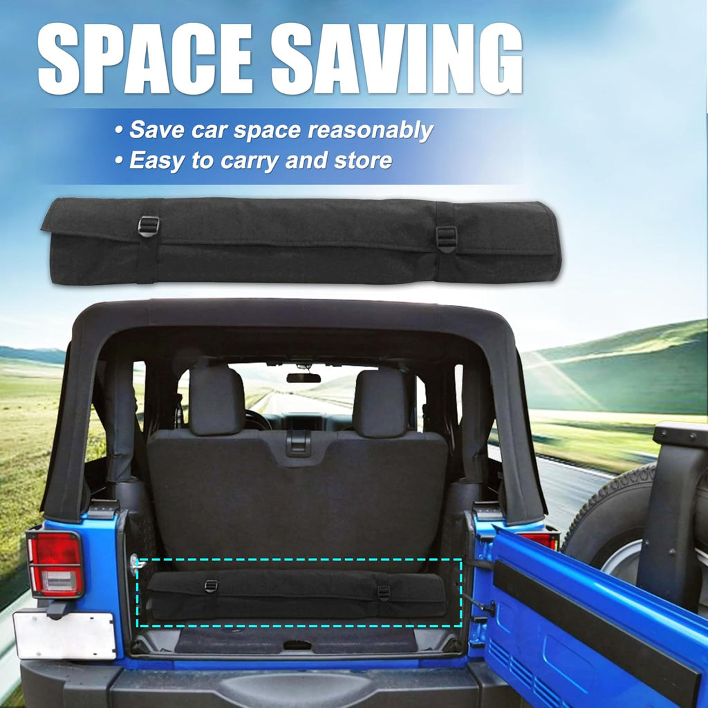 Soft Top Window Storage Bag Compatible with Jeep Wrangler 1976-2018 CJ, YJ, TJ and JK - 2-Door & 4-Door. Roll-up for compact storage,multiple layers of lining to protect soft-top windows.