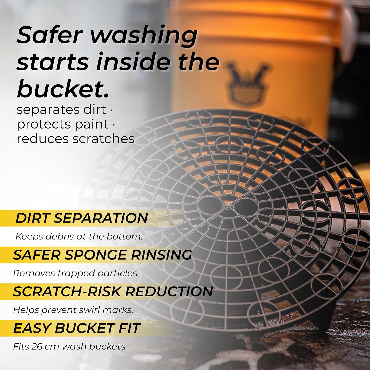 Maddox Detail – Grit Trap | Diameter 26cm Height 6cm | Protective Car Grid for Cleaning Bucket | Prevents Scratches and Separates Dirt During Washing | Exterior and Interior Car Cleaner