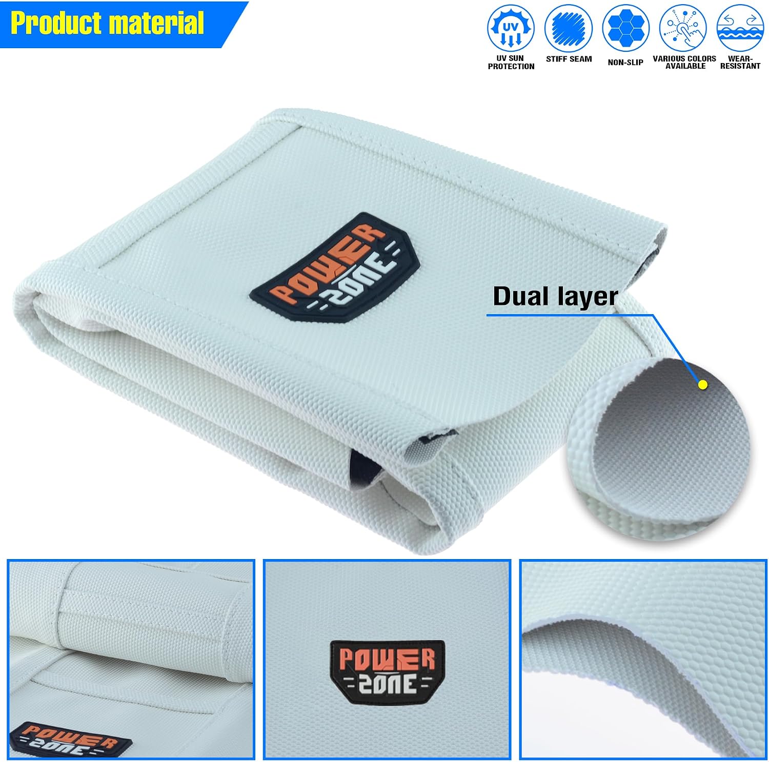 Universal Ribbed Dirt Bike Seat Cover - Gripper Soft Seat Cover for Most Dirt Pit Bike Motorcycle (All White)