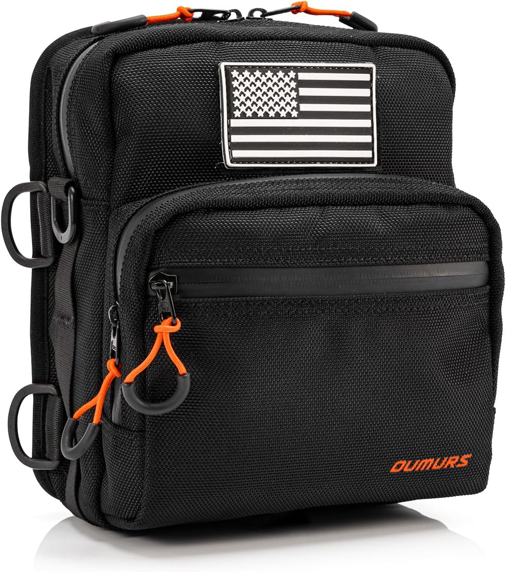 Oumurs Motorcycle Handlebar Bags,1680D Water-resistant Universal Bar bag American Flag Sissy Bar Bag Front Fork Storage Accessory Bag, For Softail Dyna Sportsters Dirt Bike Scooter E-bike Bicycle Blue