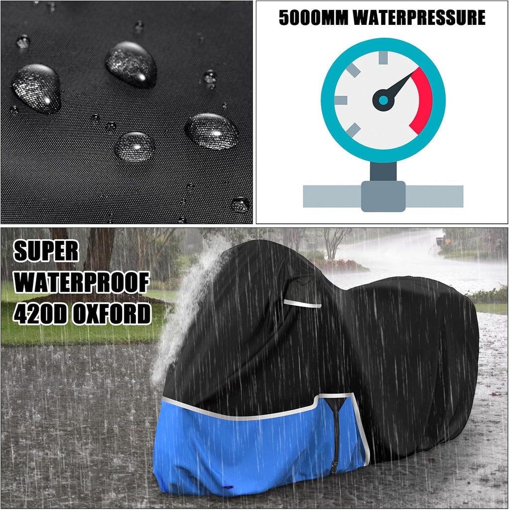 Waterproof Motorcycle Cover Replace for Indian Roadmaster/Pursuit, 420D Oxford Cloth Customized Motorcycle Cover for Snow Rain Dust Protection