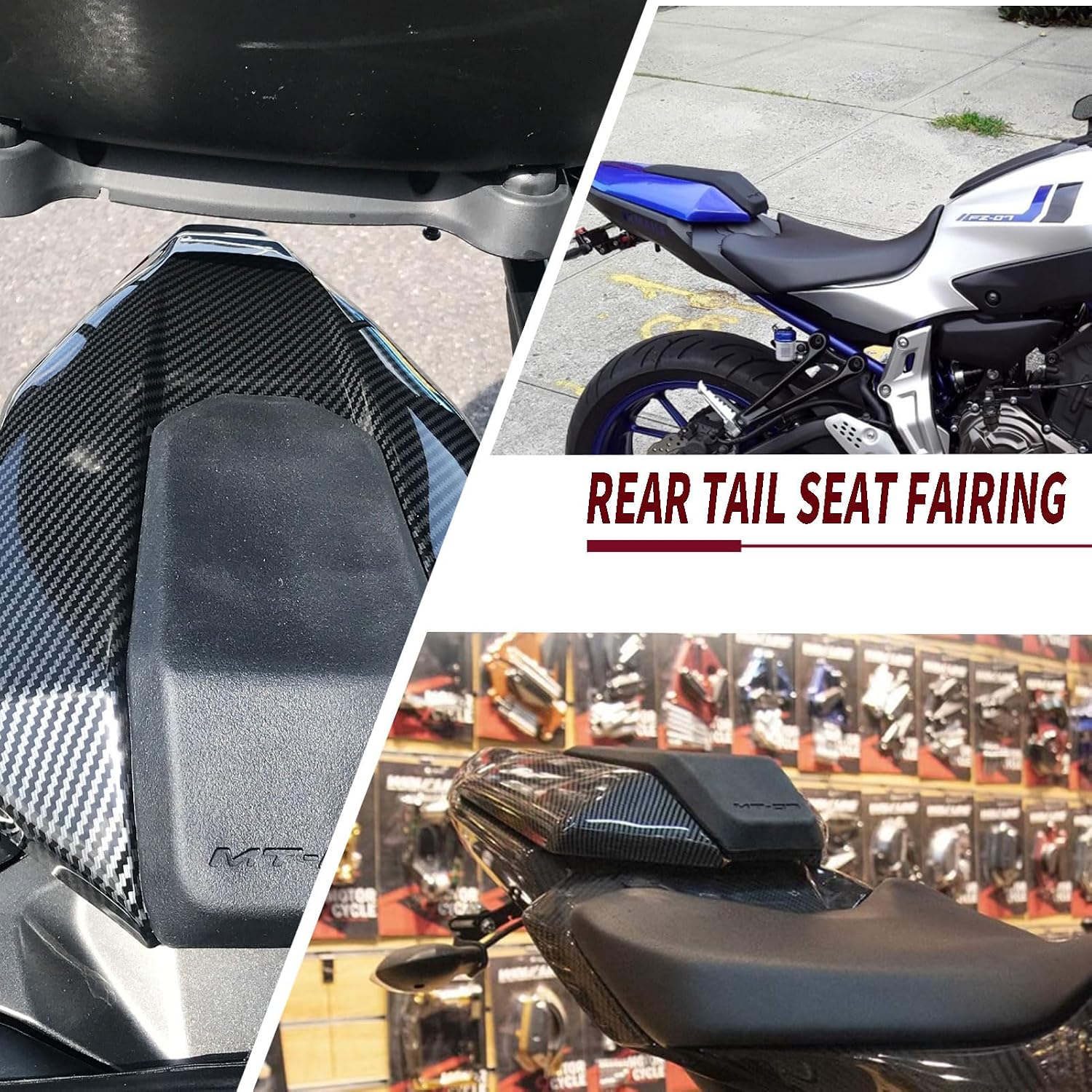 Motorcycle Rear Seat Cowl mt07 Rear Seat Cover Passenger Pillion Solo Fairing Cover Tail Section fit for Ya&m&a&ha MT07 FZ07 MT 07 FZ 07 MT-07 FZ-07 2014-2021 (Matte black)