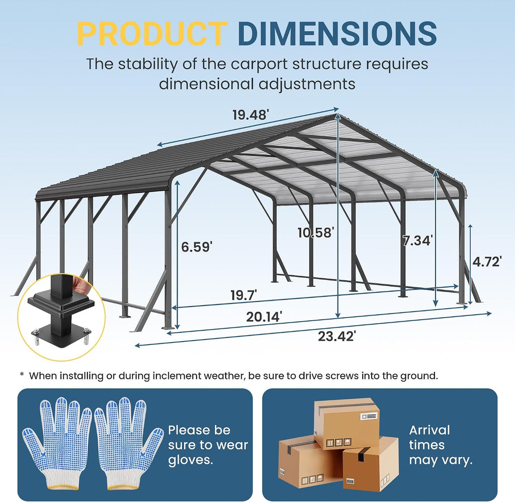wisteria lane metal carport, carports 20x20 heavy duty showing dimensions