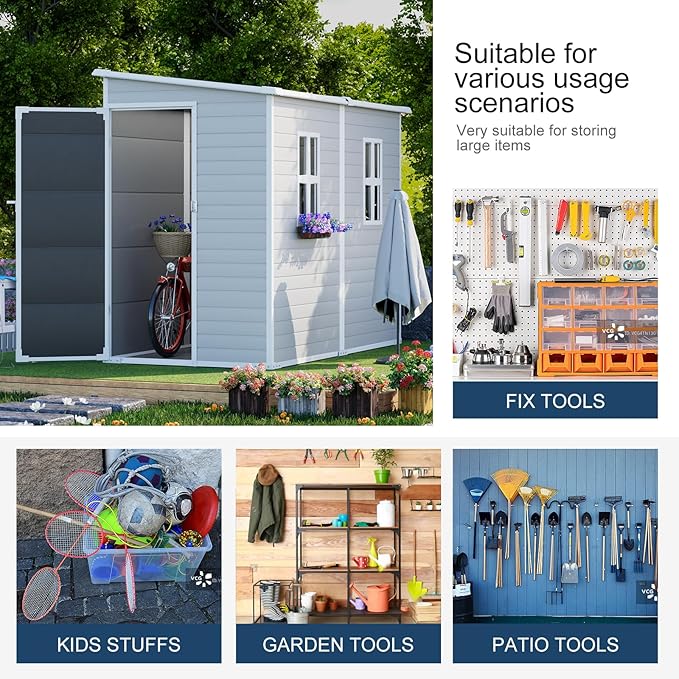 8x4 FT Resin Storage Shed with Floor Window - Image 6