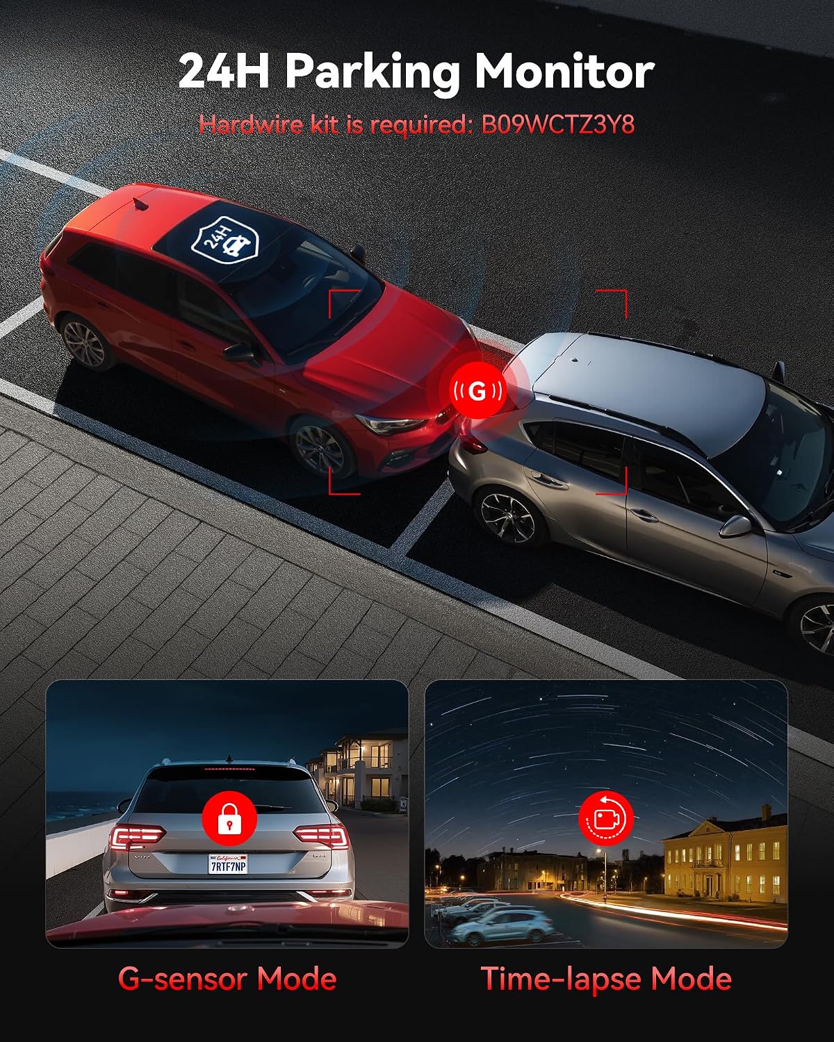 redtiger f7np 4k dash cam front rear, starvis, package contents