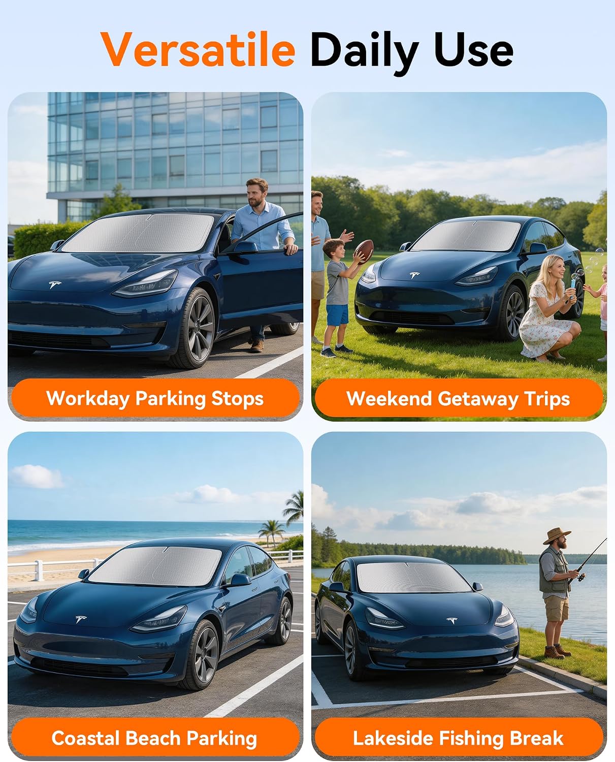 Windshield Sun Shade, Graphene & Activated Carbon Multi-Layer Front Windshield Sunshade, UV Blocking, Odor Absorbing, Foldable Car Sun Shade with Storage Bag (Medium 64"*32")